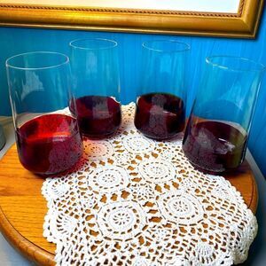 Art glass ombré drinking glasses red set of 5 great condition 18 ounce pier1